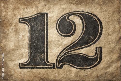 Vintage Number Twelve Design with Textured Background