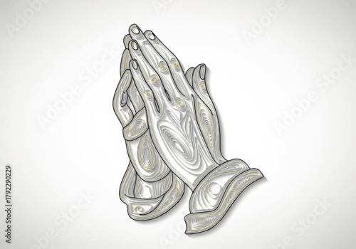 Stylized Praying Hands Illustration with Paper Quilling Effect.