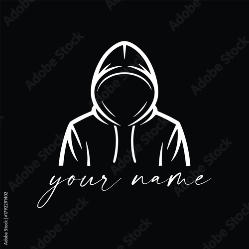 Incognito Hacker or Anonymous Vector Graphic, Faceless Hooded Figure Outline, illustration, vector