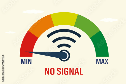 Zone without communication, wifi no signal. No internet connection. Wireless signal unavailable, wi-fi has no internet. Problems with network, concept.