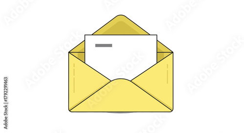 A yellow envelope is open to reveal a white piece of paper inside.