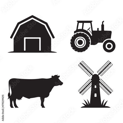 Cow livestock dairy farm icon