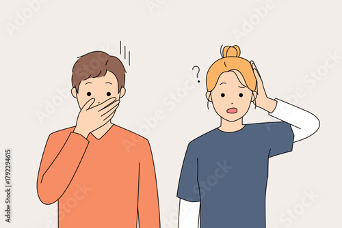 Casual cartoon depiction of friends feeling uncomfortable jointly