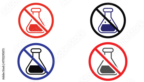 No Toxic Chemicals or Preservatives Sign – Chemical-Free Safety Symbol Vector Icon Set 