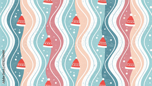 Santa hats minimalist watercolor style festive yet modern, white background Vector background 