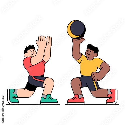 two men are playing with a ball 
