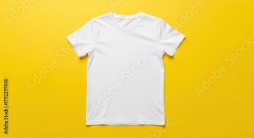 Plain white tshirt on a vibrant yellow background