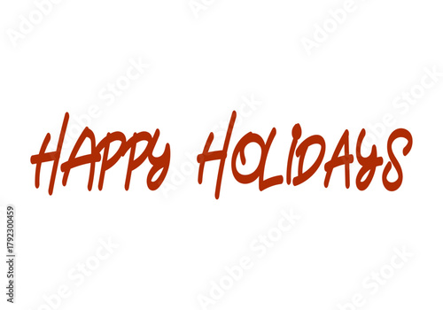 Texto rojo manuscrito de happy holidays aislado para tarjetas de felicitación