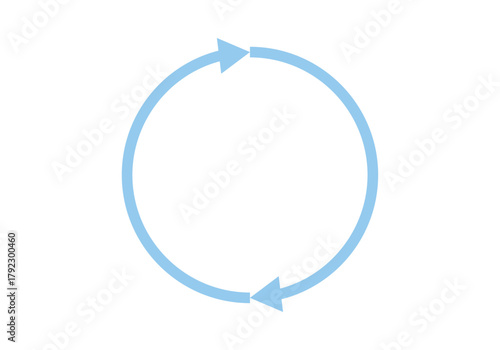 Icono circular de flechas de recarga o repetición en azul claro