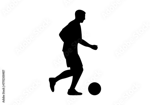 Silueta de jugador de fútbol masculino driblando o corriendo con el balón