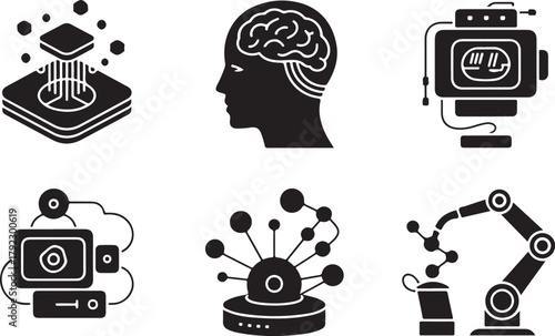 Black vector symbol illustration set of skull and crossbones icons