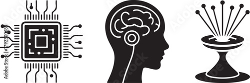 Thinking concept light bulb human profile holding fork spoon and knife vector illustration