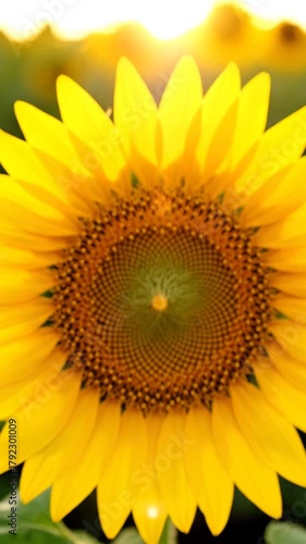 Wallpaper Mural Close up of a sunflower with yellow petals and brown center under sunlight Torontodigital.ca