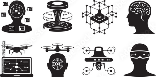 Set of funny cartoon monsters sitting around a round antique wood table with a metal decoration stove