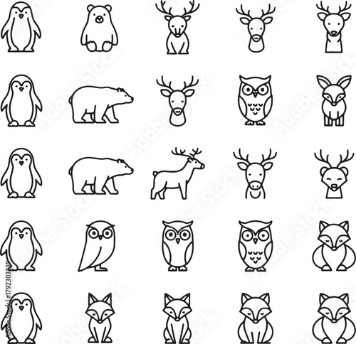 Winter Animals Icon Set