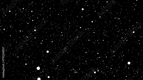 Dense Field of White Dots and Circles of Various Sizes on Black space stars