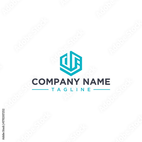 DF creative design outline of hexagon shape