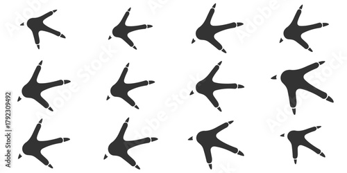 Chicken Footprint Path Vector – Forward and Backward Bird Tracks Icon Illustration 