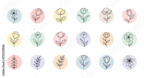 A collection of pastel colored circles each containing abstract ink blot patterns and designs.