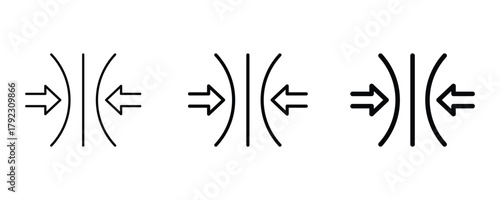 Elastic icon outline set sign. Compress icon illustration vector symbol set.