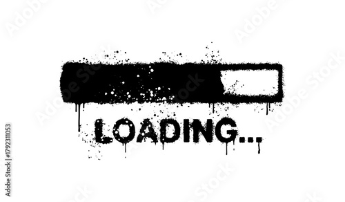 Loading Progress Bar and Text in Graffiti Spray Paint Style Vector