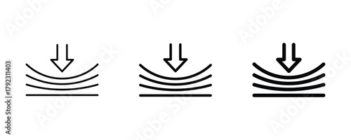 Compress icon. Elastic icon. Flexibility icons set. Push, pressure symbols collection.