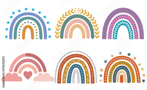 Rainbow Clipart Bundle Wall Art design Graphics