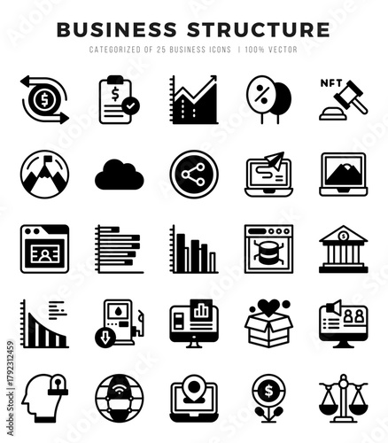 Business Structure Lineal Filled icons. Vector Lineal Filled illustration.