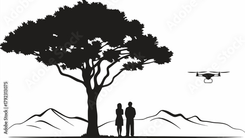 Drone Aerial Forest Landscape in Summer Mountains