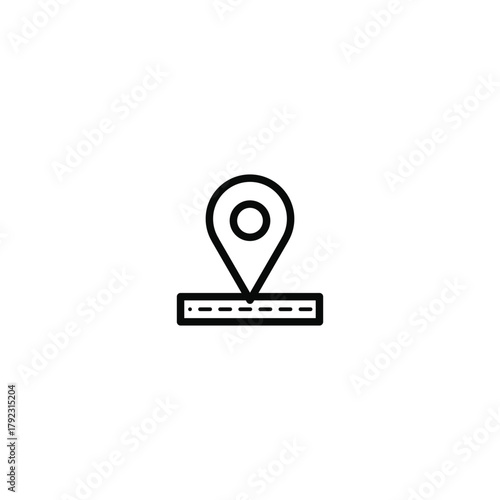 Map pin with line path icon representing location, navigation, and direction. Perfect for GPS, travel apps, delivery routes, online maps, and transport or tracking-related design projects.