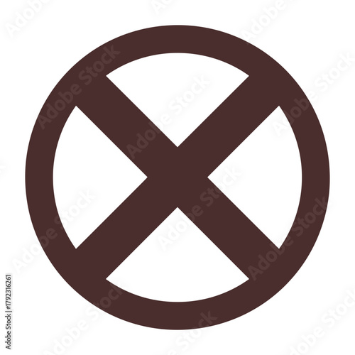 Isolated circle with X sign set against white background. Round symbol with X represents negation and denial, perfect for indicating error, off, or cancellation.