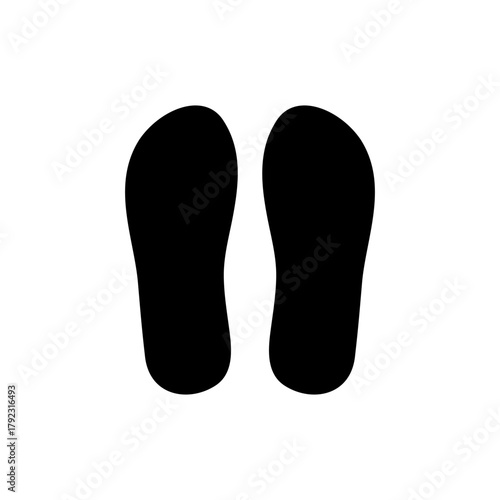 Flip flops footprint silhouette vector flat design on white background.