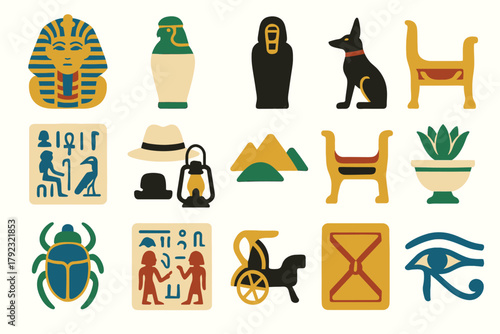 Ancient Egyptian Symbols and Artifacts Collection