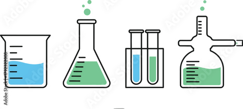 Laboratory glassware with bubbling liquids and measurements.