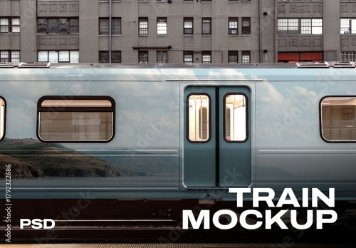 Realistic Train Mockup Design PSD