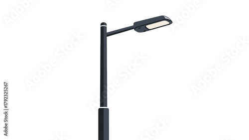 A dark grey street lamp on a white background