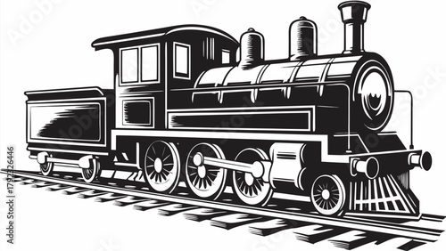 Classic steam locomotive powerfully chugs along vintage railway tracks, evoking nostalgia and adventure.