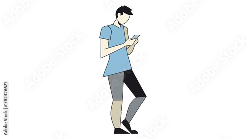A flat illustration of a person holding a phone