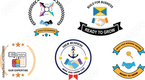 Business Growth Badge Logo Vector Set for Branding