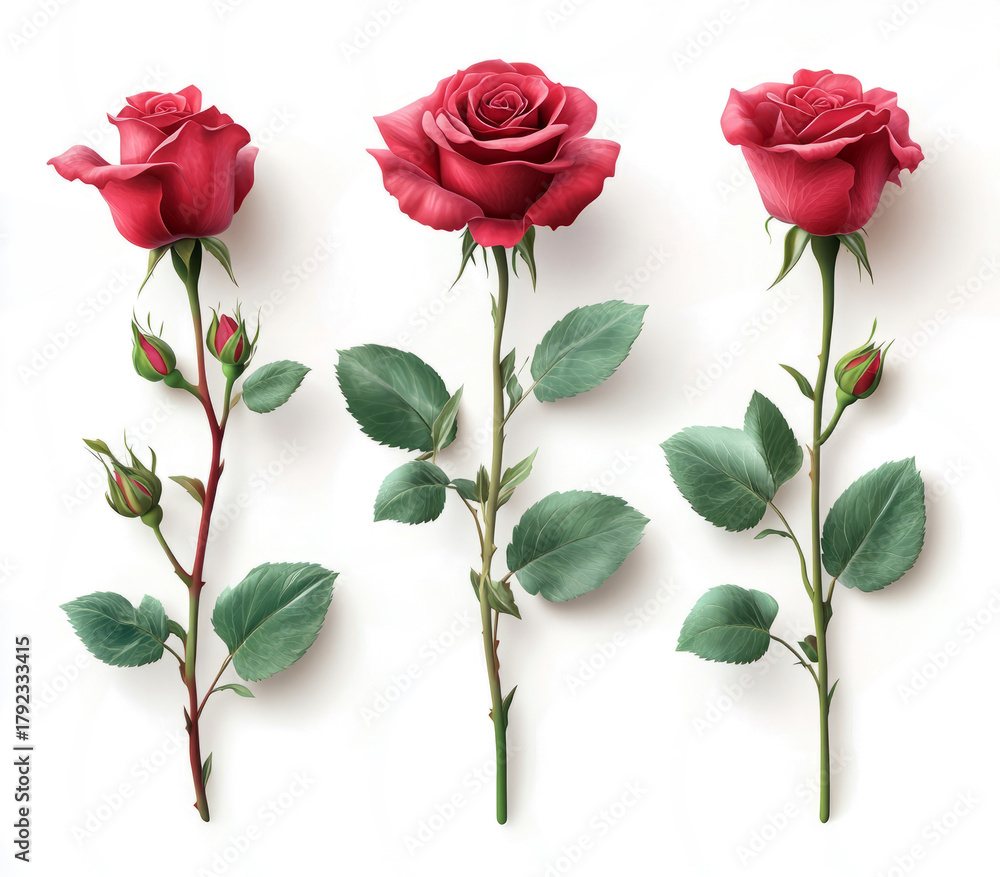 Fototapeta premium rose set on a transparent background 
