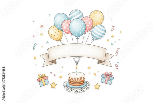 Birthday card with blank banner