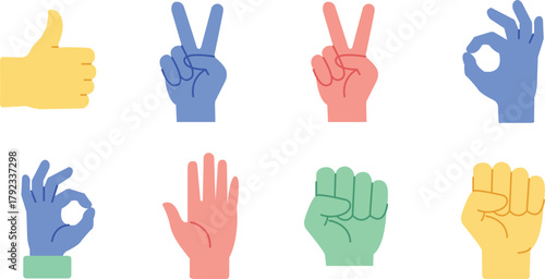 Hands communication gesturing symbols illustration signs showing peace agreement stop and okay language for visual