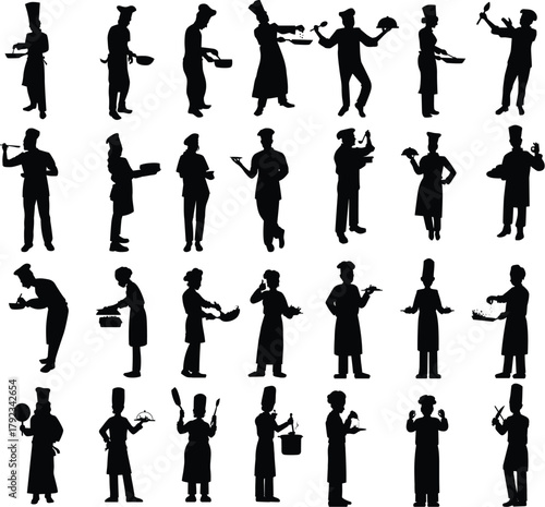 Chef Silhouettes Collection in Various Poses