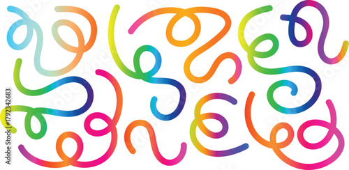 Colorful abstract gradient swirls and loops on white background vector
