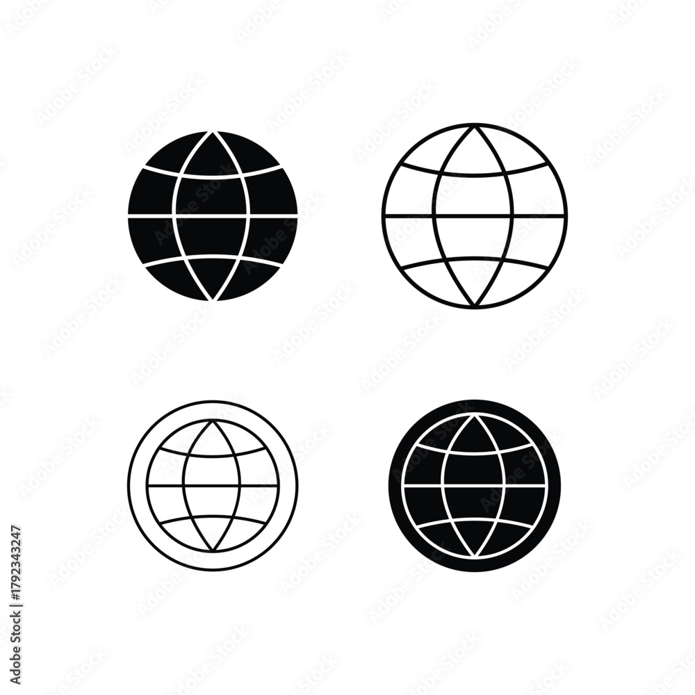 Fototapeta premium Four globe icons for web design and development