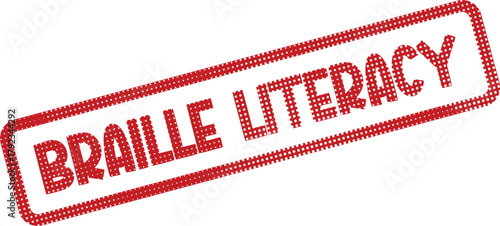 Braille Literacy Red Dotted Rectangle Stamp for Promoting Reading and Accessibility