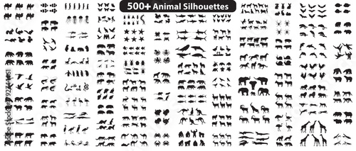500+ animal silhouette set