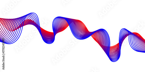 Abstract colorful wave illustration with flowing blue and red ribbons, dynamic light, and smooth swirl motion design
