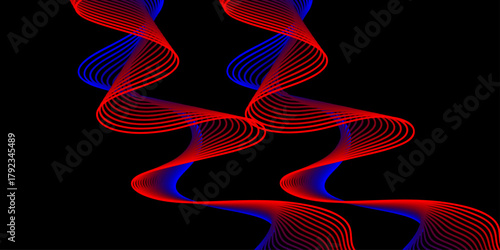 Colorful fractal art with bright light waves and swirling motion lines on a black background