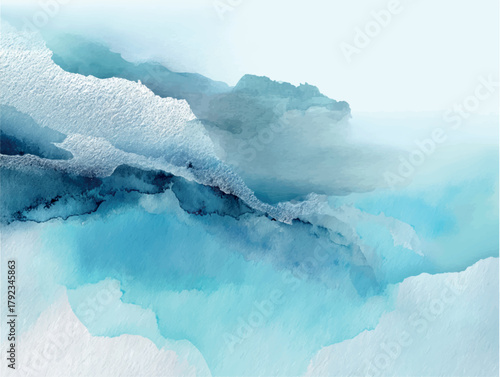 Winter watercolor abstract landscape vector background